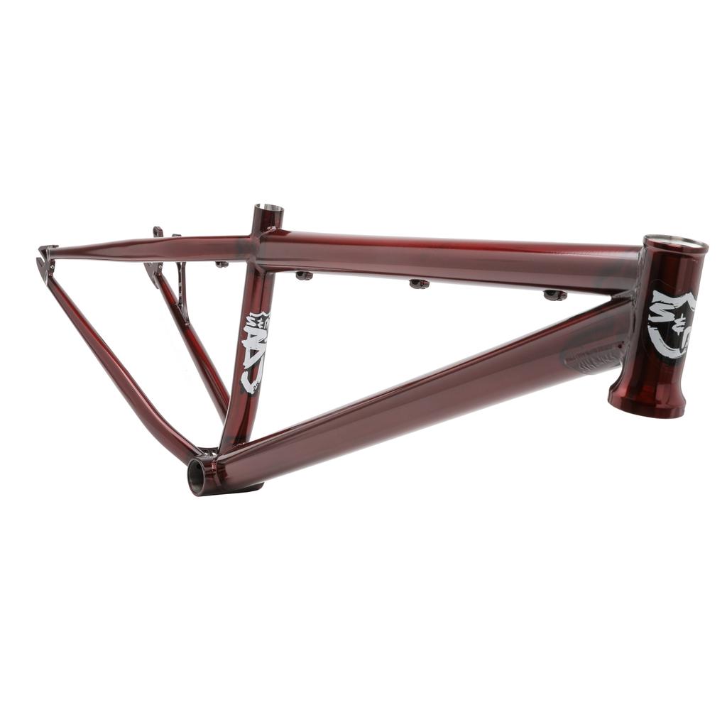 The S&M Big Jumper 26 Inch Dirt Jumper Frame is shown in metallic red with white logos on the head tube and seat tube, displayed from a side angle against a plain white background.