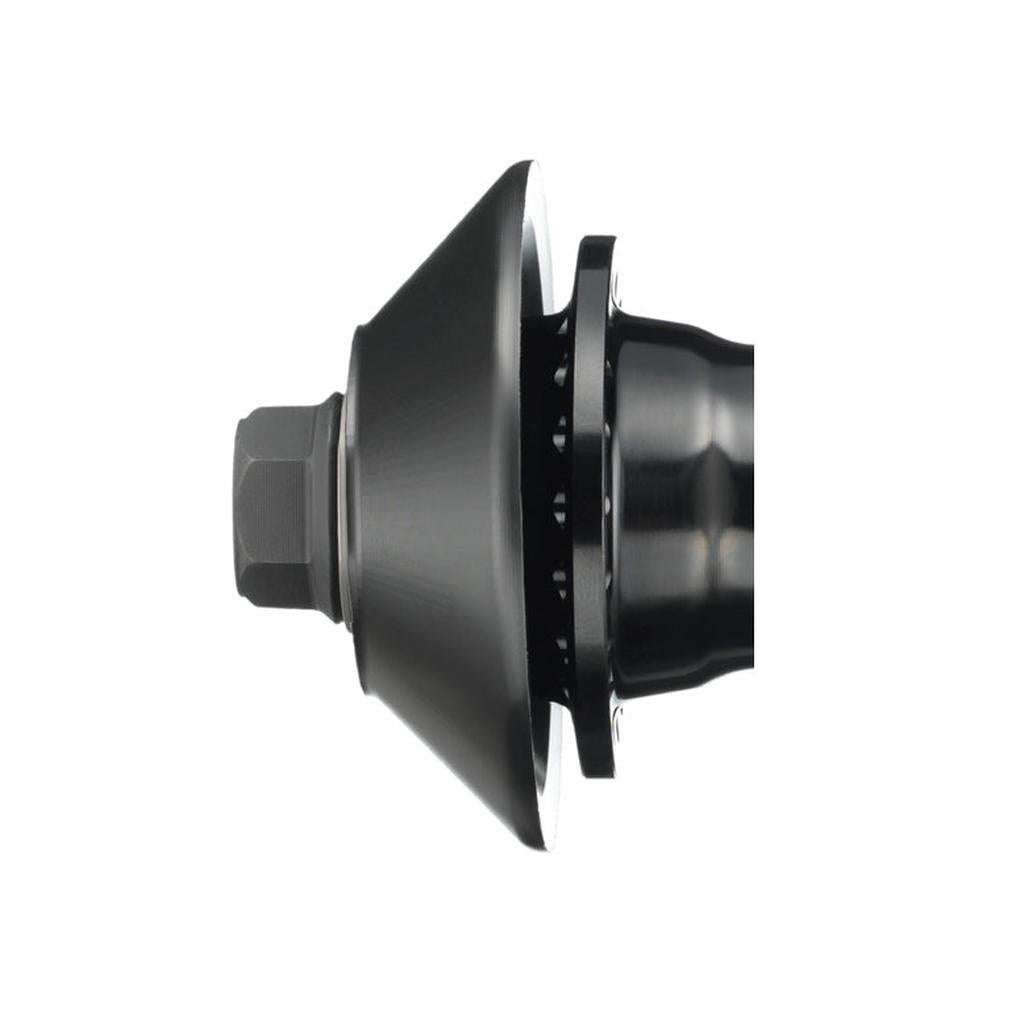 Close-up of a G-Sport Roloway Hub Guard attached to a black hub, photographed against a white background.