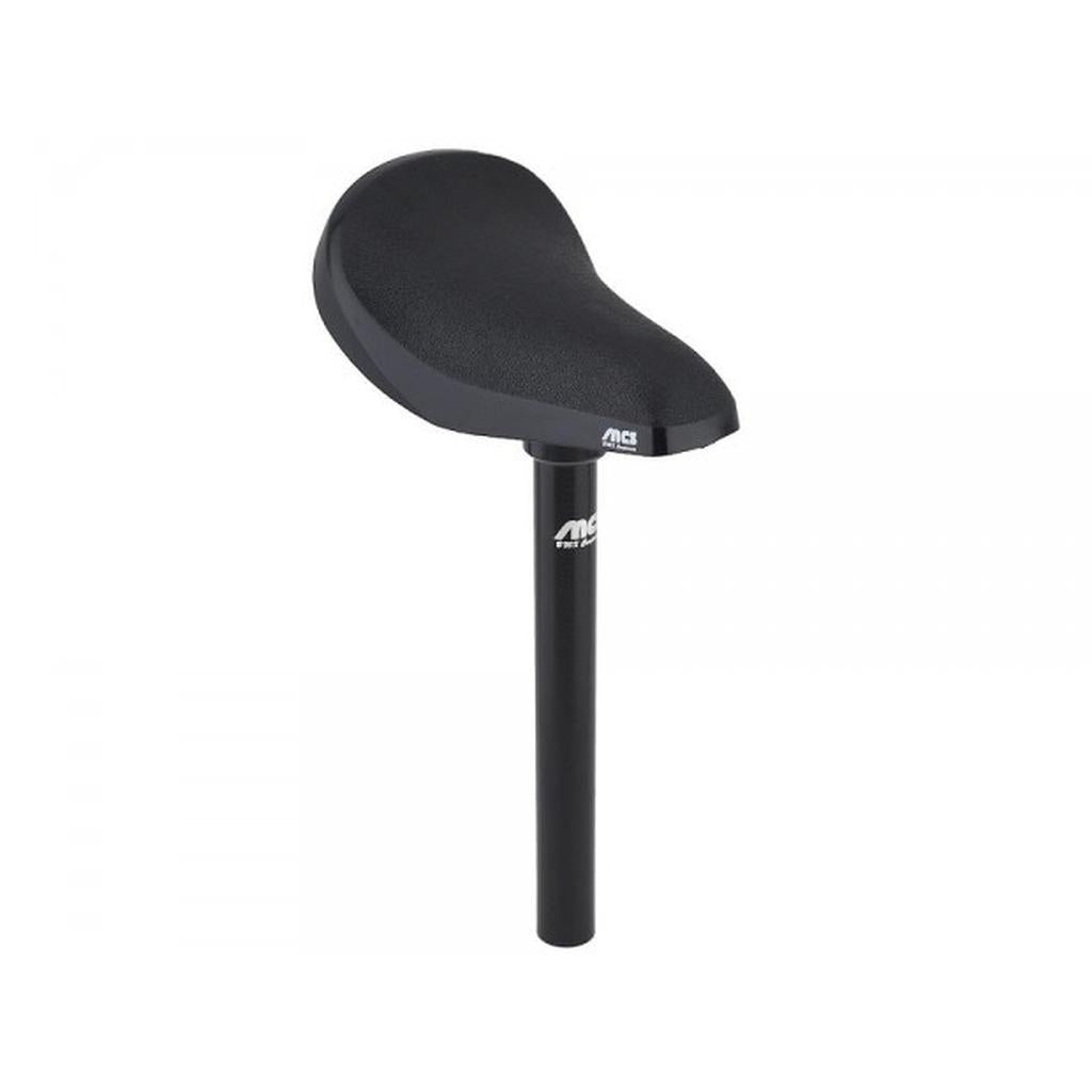 The MCS Mini Combo Seat (22.2mm), a black saddle with an integrated alloy post for race bikes, is displayed against a white background.