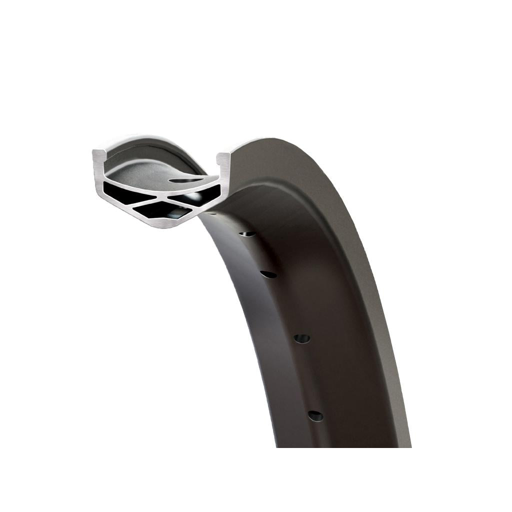 A cross-sectional view of the BSD XLT Rim reveals its lightweight internal structure, with spoke holes visible along the rim’s curved surface.