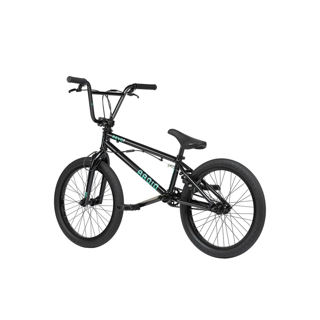 The Radio Revo Pro FS 20 Inch Bike, shown in black with a compact frame, 20" top tube, thick tires, flat pedals, and straight handlebars, is displayed against a white background.