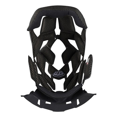 The TLD 25.2 D4 Headliner is a black and gray geometric mesh replacement liner designed for added comfort and protection inside your D4 helmet.