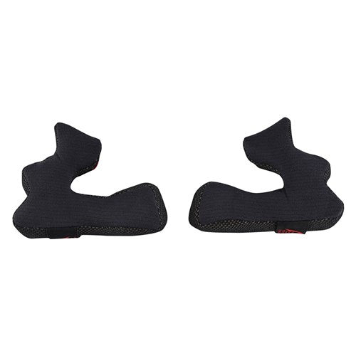 A pair of black TLD D4 Cheekpads with a contoured design are displayed side by side on a white background—perfect replacement pads for your helmet gear.