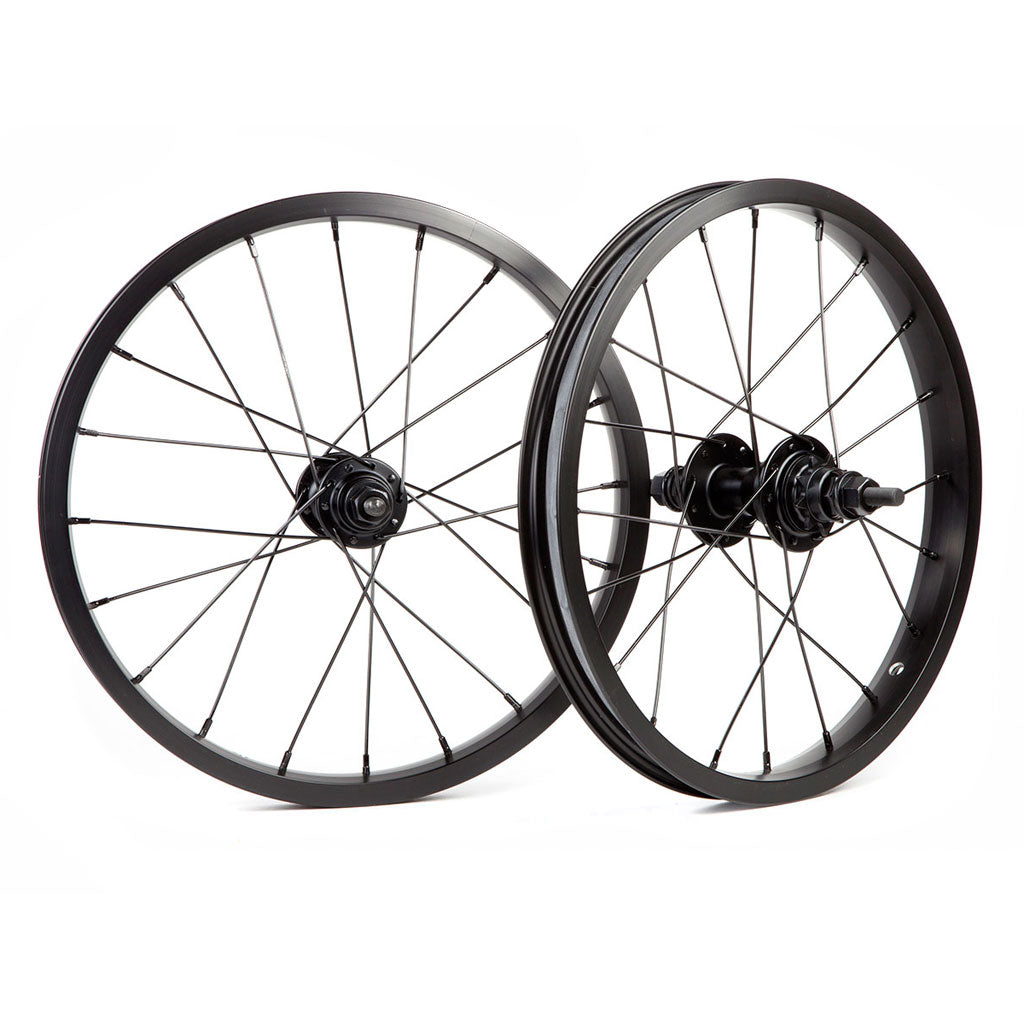 A pair of Fit Bike Co OEM 16 Inch Wheel Sets featuring sealed hubs on a white background.