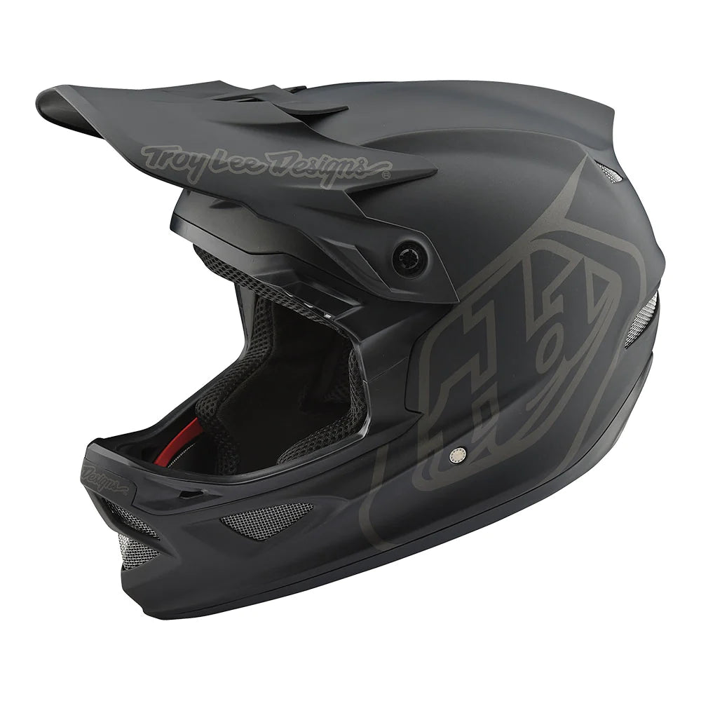 The TLD 22S D3 AS Fiberlite Helmet Mono Black, a lightweight composite design, is shown on a white background.
