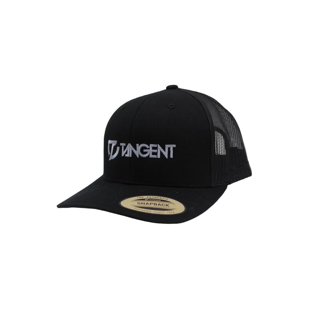 The Tangent Cap is a black mesh snapback featuring "TANGENT" embroidered in bold white letters on the front.