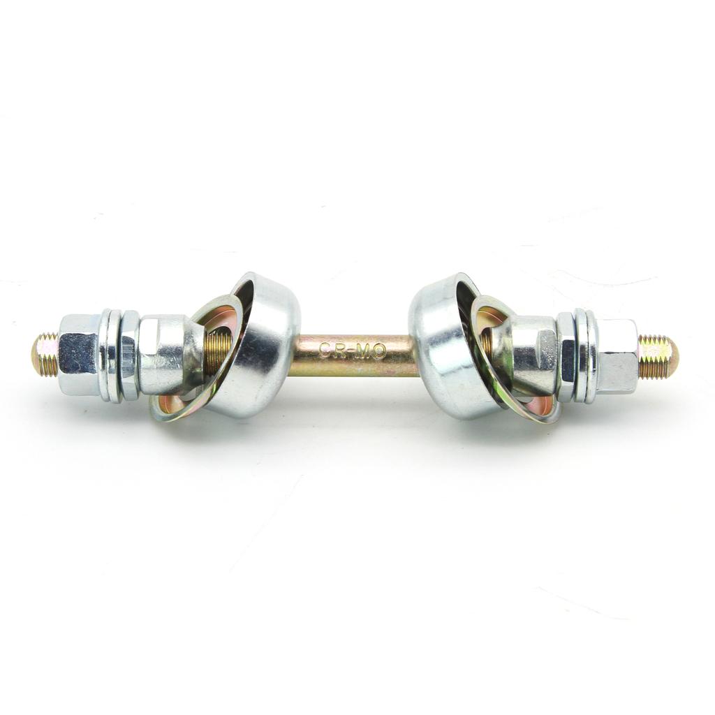 The SKYWAY Axle Kit Loose Ball includes a metal rod with threaded ends, nuts, and two flanged collars at the center—perfect as a Tuff wheel axle replacement or for use in a SKYWAY axle kit.