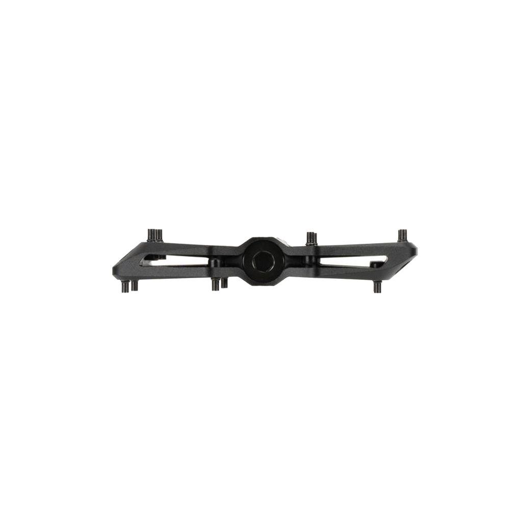 The Arise Helium Expert Pedals feature a CNC alloy body in black with multiple screw holes and a central hexagonal opening.