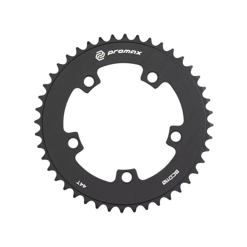 A black Promax 5-bolt 104 BCD Chainring on a white background, perfect for BMX race market.