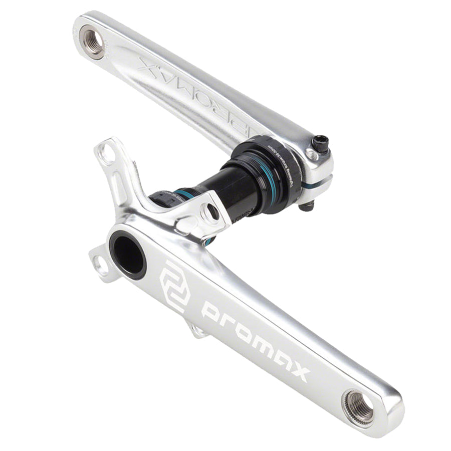 A pair of durable Promax CF-2 Crankset, with weight savings and stiffness, on a white background.