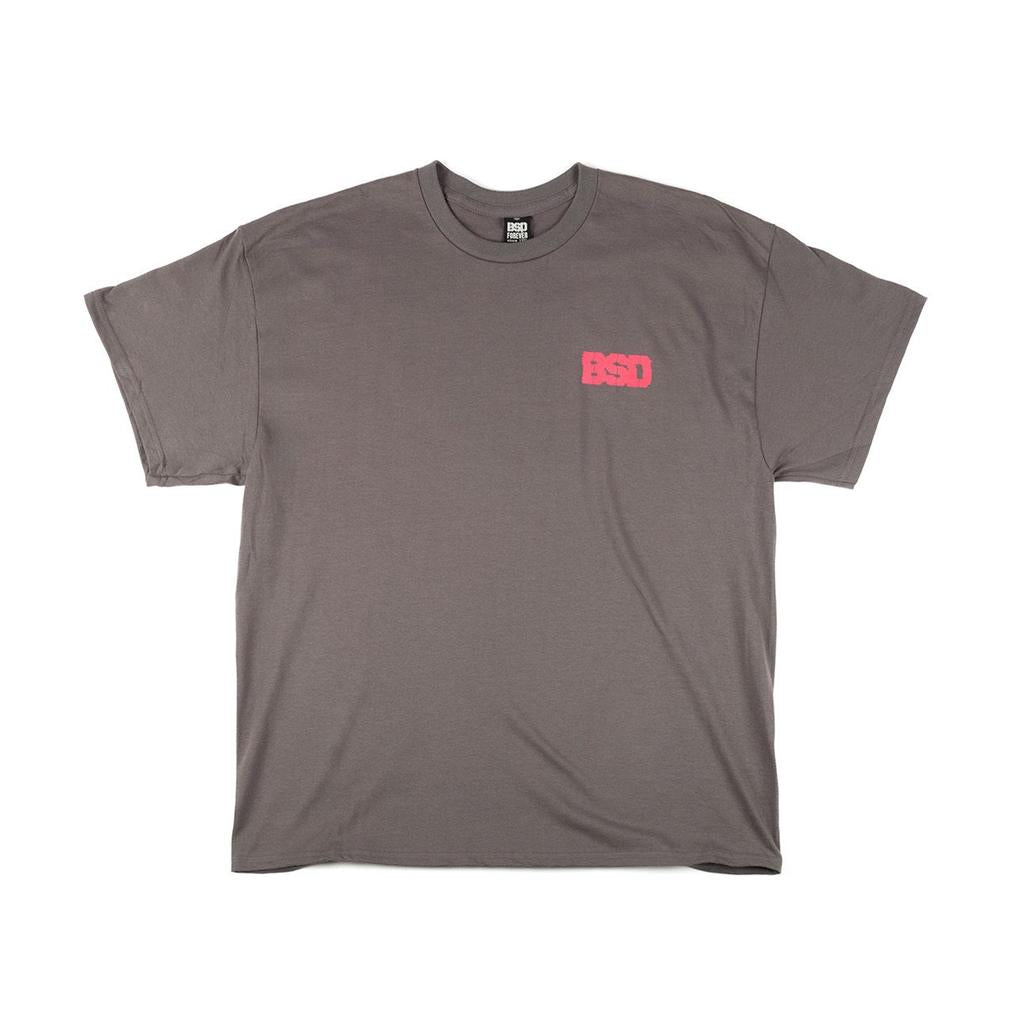 The BSD Tuned Out T-Shirt is a heavyweight cotton tee in plain gray with a small pink "BSD" logo on the left chest—ideal for streetwear style.