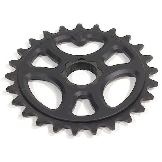 The Profile Galaxy Spline Drive Sprocket, a black 25-tooth sprocket made from 7075 Aluminum with a 22mm BB spindle mount hole, is pictured against a white background.