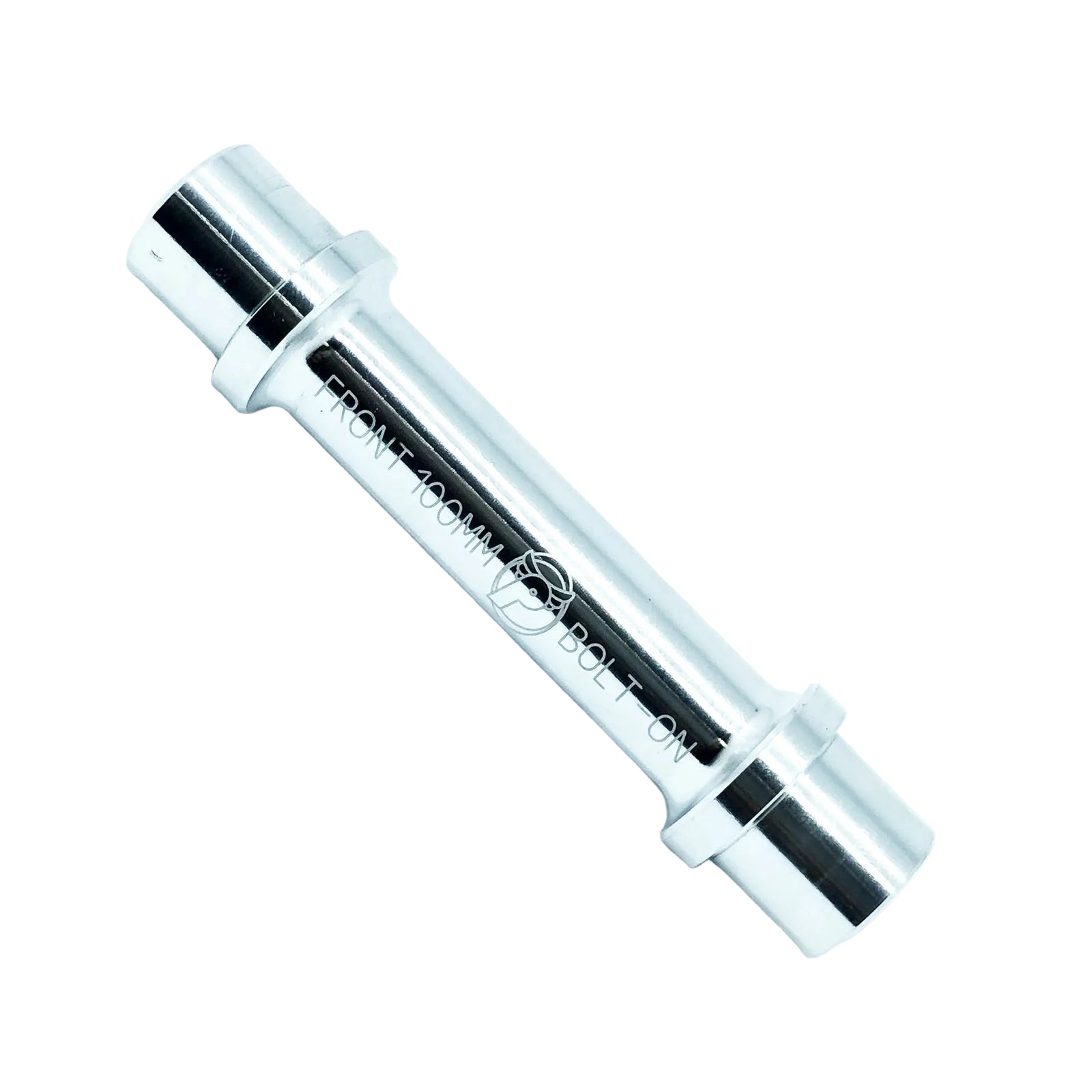 The Profile Mini/Elite Front Axle Alloy, labeled "FRONT 100MM BOLT-ON," is a lightweight aluminum hub axle engineered for superior performance. Featured here is the 10mm mini front axle set against a white background, with the Profile Racing logo in the top right corner—highlighting the exceptional quality and precision found in every Profile Hub Axle.