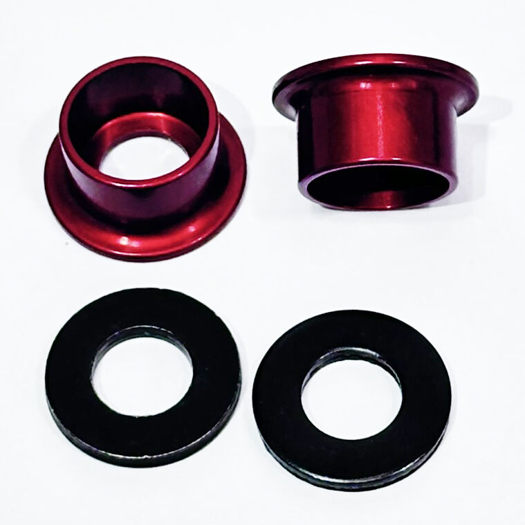 Two Profile Alloy Hub Top Hats with Steel Washers (pair) are arranged on a white background.