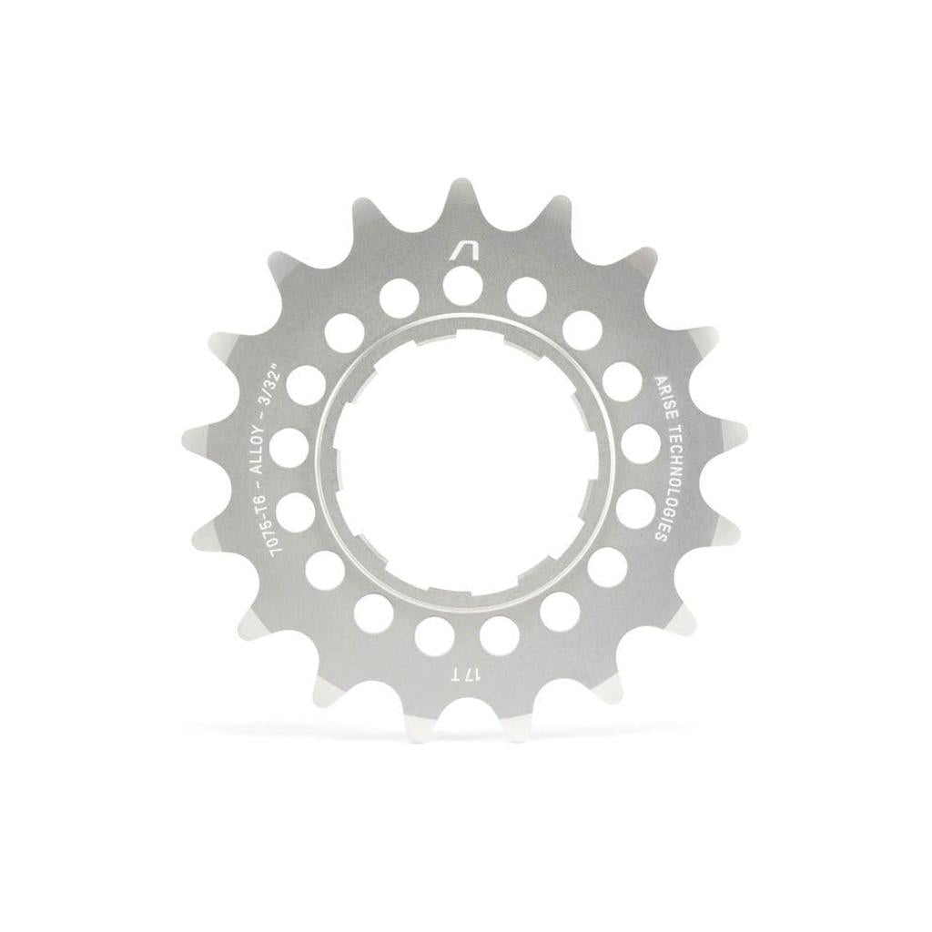 A silver Echo Alloy Cassette Rear Sprocket with 16 teeth and circular cutouts, CNC machined from durable 7075-T6 aluminium, features technical markings for specifications.