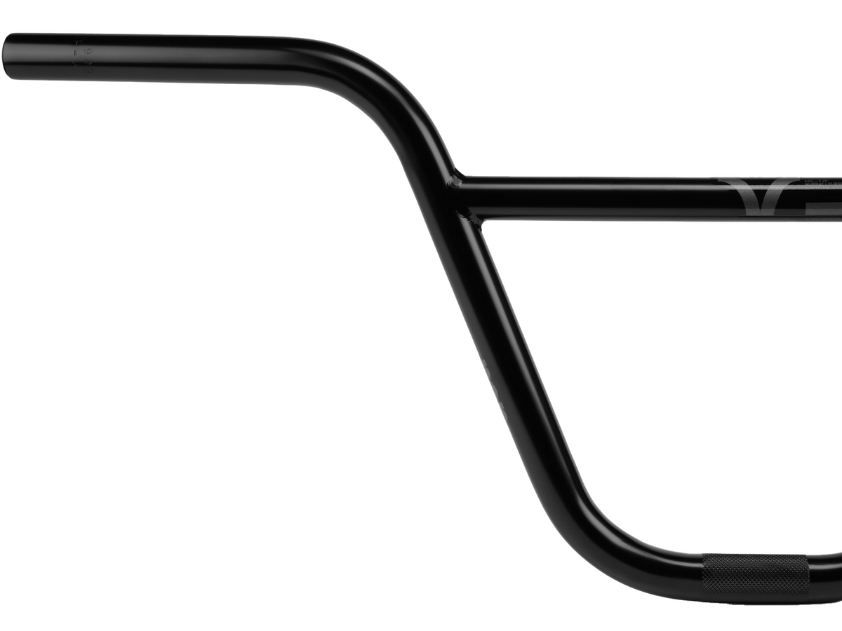 The Wethepeople ARC (Murray Loubser) Bars / 22.2mm Clamp is a matte black chromoly BMX handlebar featuring a straight crossbar and slightly upward curved grips, specifically designed for street riding and displayed against a white background.