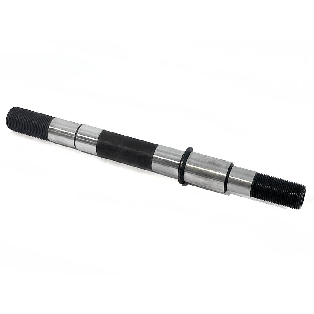The Eclat Kolibri Axle is a metal replacement male axle with threaded ends, featuring polished and matte finishes. Designed for Kolibri hub compatibility, it is shown isolated on a white background.
