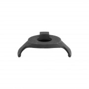 The Alienation Venus Chromoly Rear Hub Guard is a black metal or plastic component with a central hole and two curved arms, designed as a durable replacement for Venus hubs, shown against a white background.