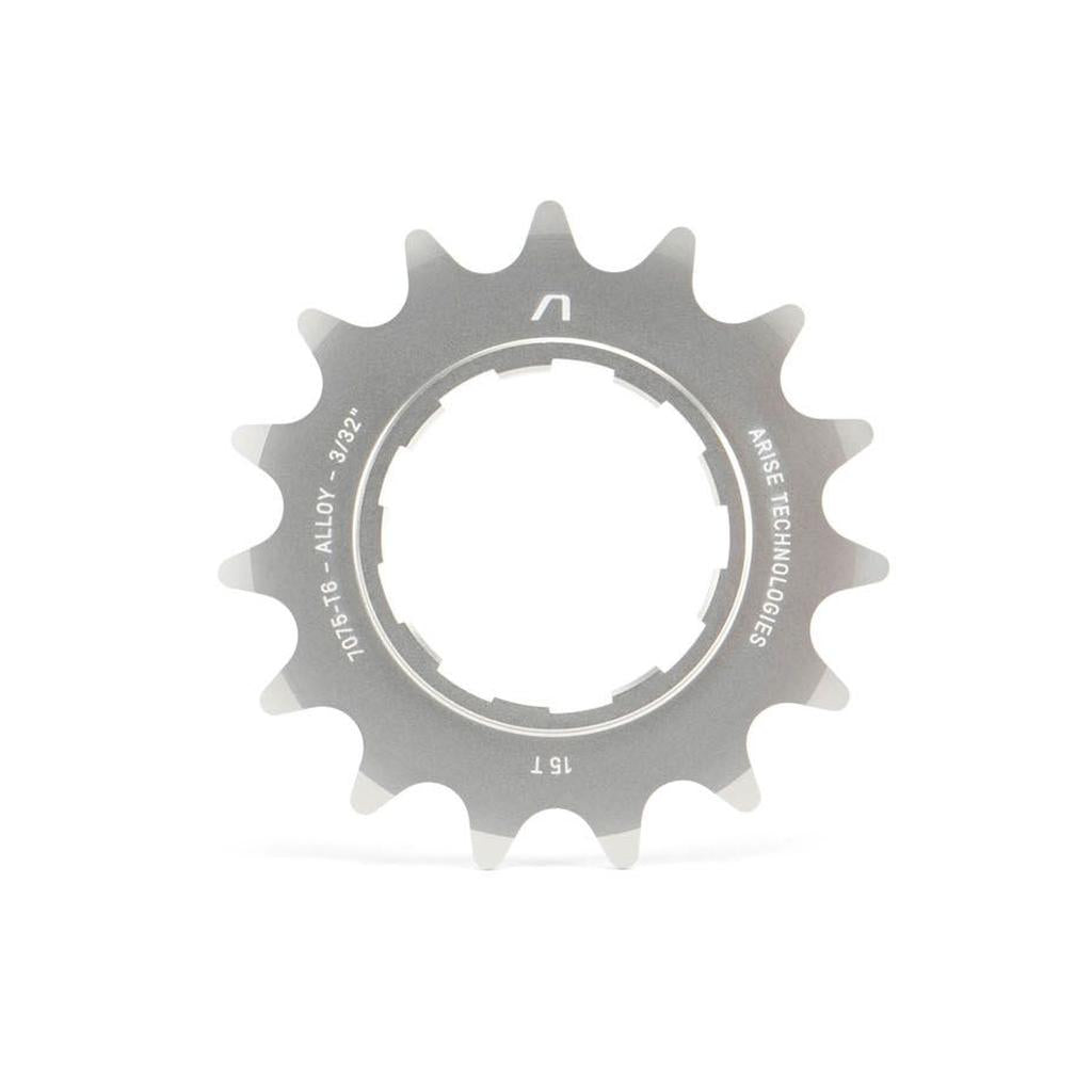 The Echo Alloy Cassette Rear Sprocket, a silver CNC-machined 15T cog made from durable 7075-T6 aluminium and labeled "70T518-ALLOY-3/32", "ARSÉ TECHNOLOGIES", and "15T", is shown on a white background.