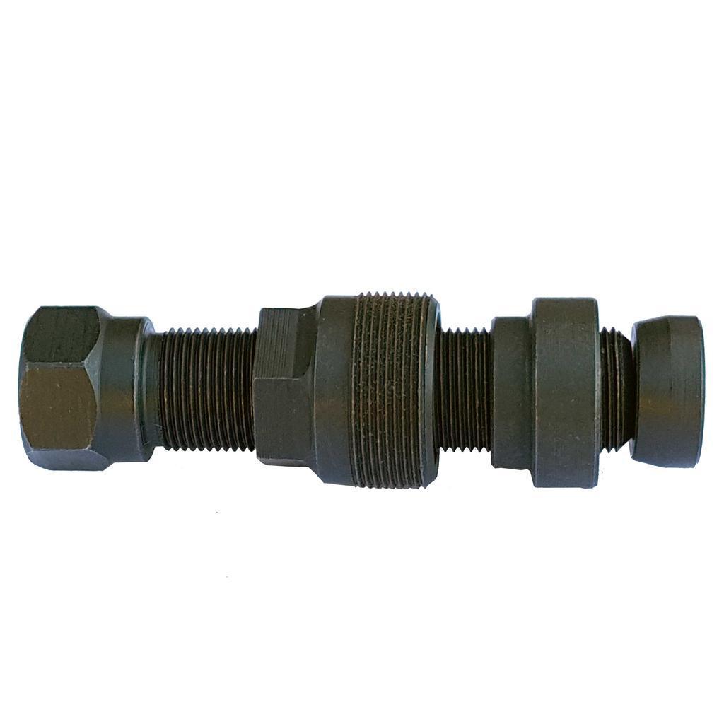 The Eclat Maverick Crank Tool is a metal bicycle crank puller with threaded sections and hexagonal ends, displayed on a white background.