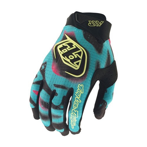 The TLD Air Glove Membrane Black / Glo Yellow from Troy Lee Designs features black fabric with striking yellow accents and secure Velcro closure—perfect for cyclists seeking premium gloves.