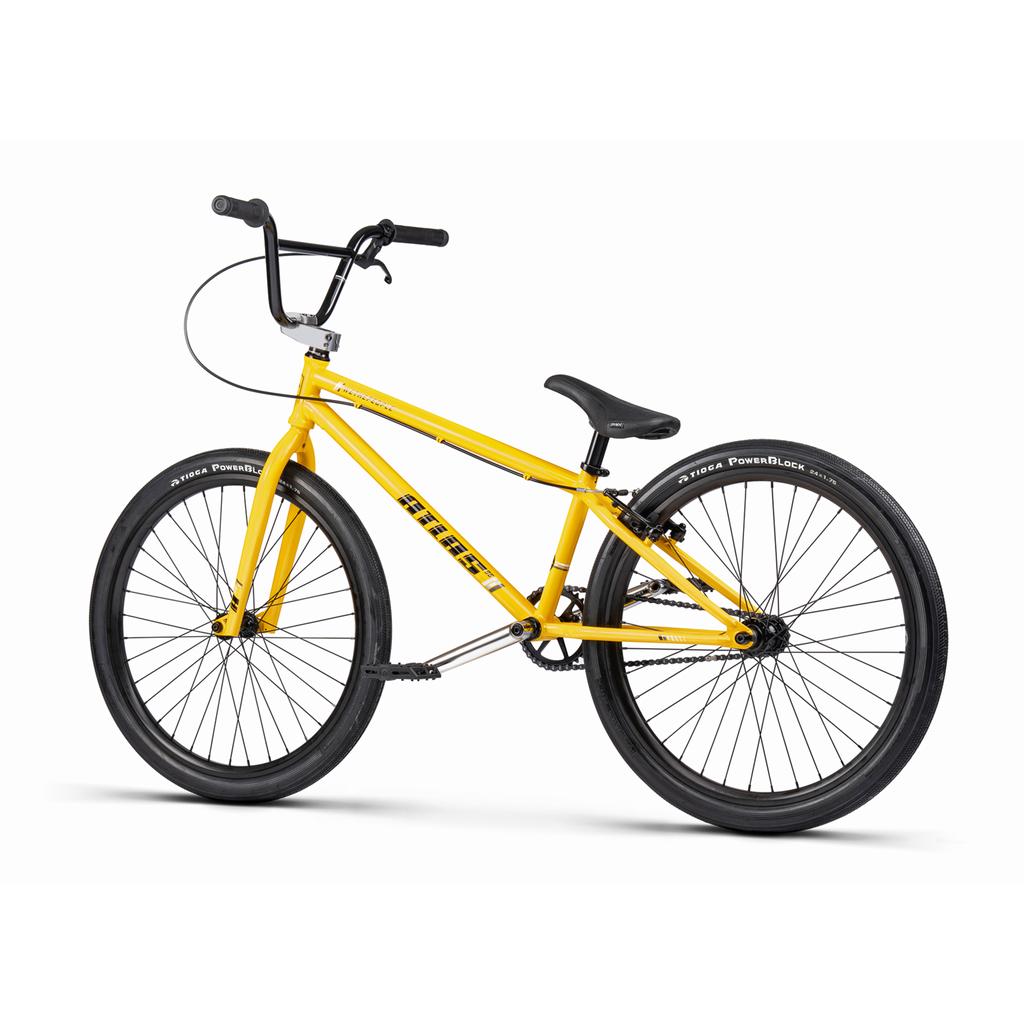 The Wethepeople Atlas 24 Inch Bike is shown in yellow with black handlebars, seat, and tires against a white background.