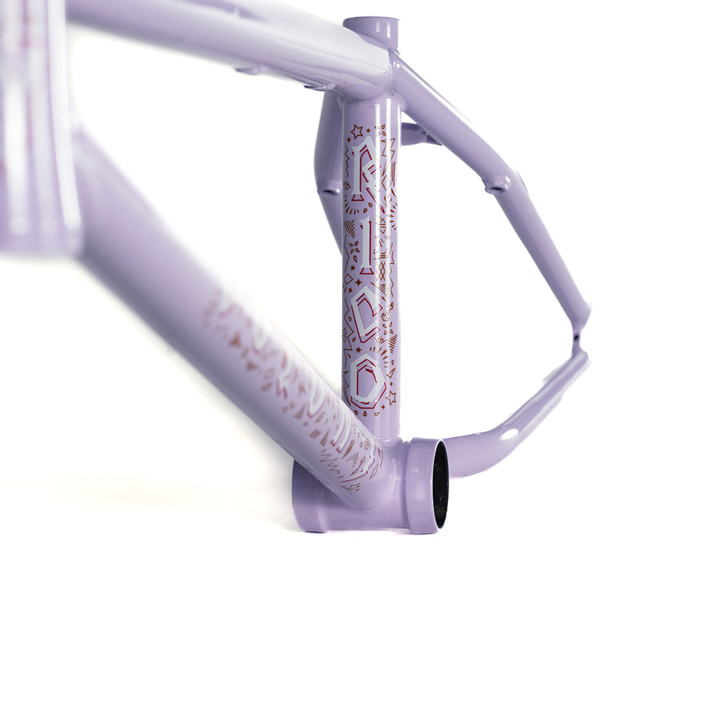 A purple Colony Rico 'Lite' Frame on a white background, designed by technical wizard Paterico Fallico.