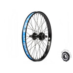 The BSD XLT x Revolution V1.5 Rear Wheel is a black BMX wheel with blue and white decals, featuring an XLT rim and a v1.5 Revolution hub; inset image highlights the updated Planetary Clutch Mechanism.