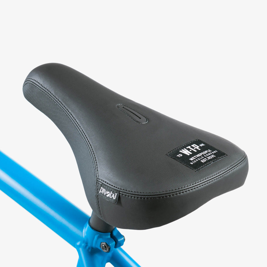 A close up of the Wethepeople Reason 20 Inch BMX Bike seat for urban warriors.