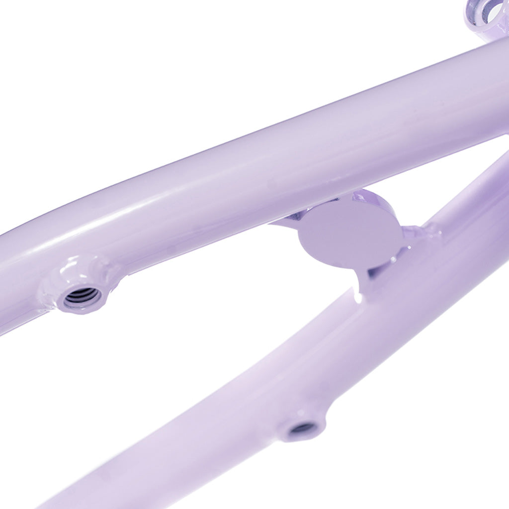A close up of the Colony Rico 'Lite' Frame in purple.