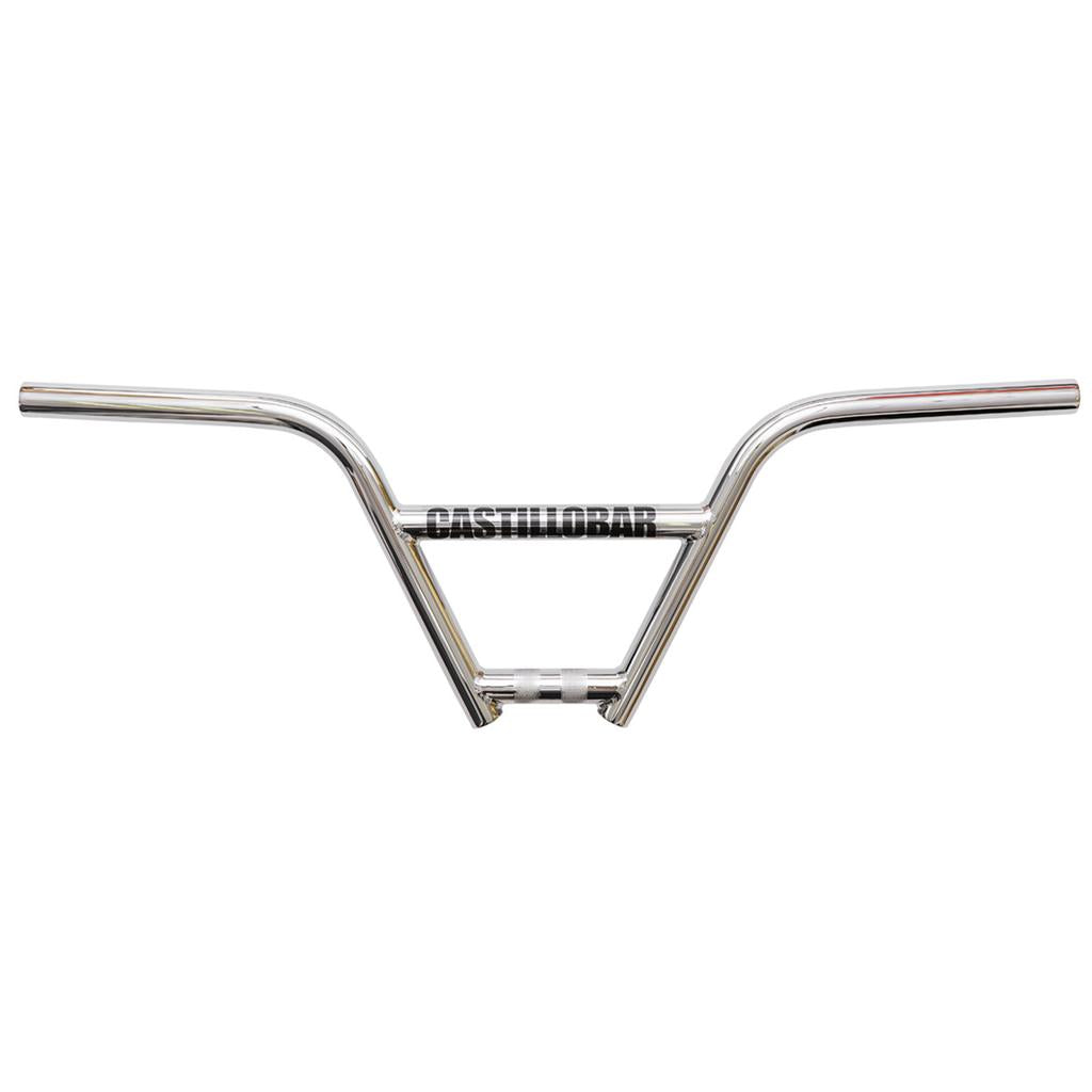 S&M Castillo (Brian Castillo) Handlebars: Chrome BMX bars with a crossbar, inspired by the iconic 4 Piece design, and featuring "CASHIUSBAR" printed in black at the center.
