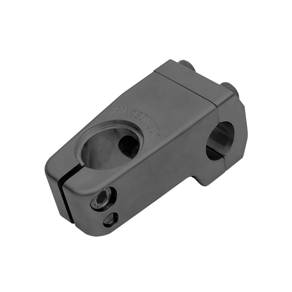 The S&M Shredneck Stem in matte black, made from 6061-T6 aluminum with multiple bolt holes and a robust handlebar clamping area, is shown against a white background.