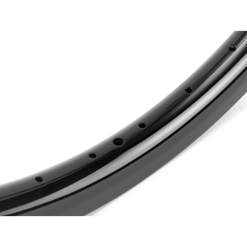 Close-up of the Arise Solar 24 Inch Cruiser Rim, made from T700 Torayca carbon fibre with a black finish and evenly spaced spoke holes.