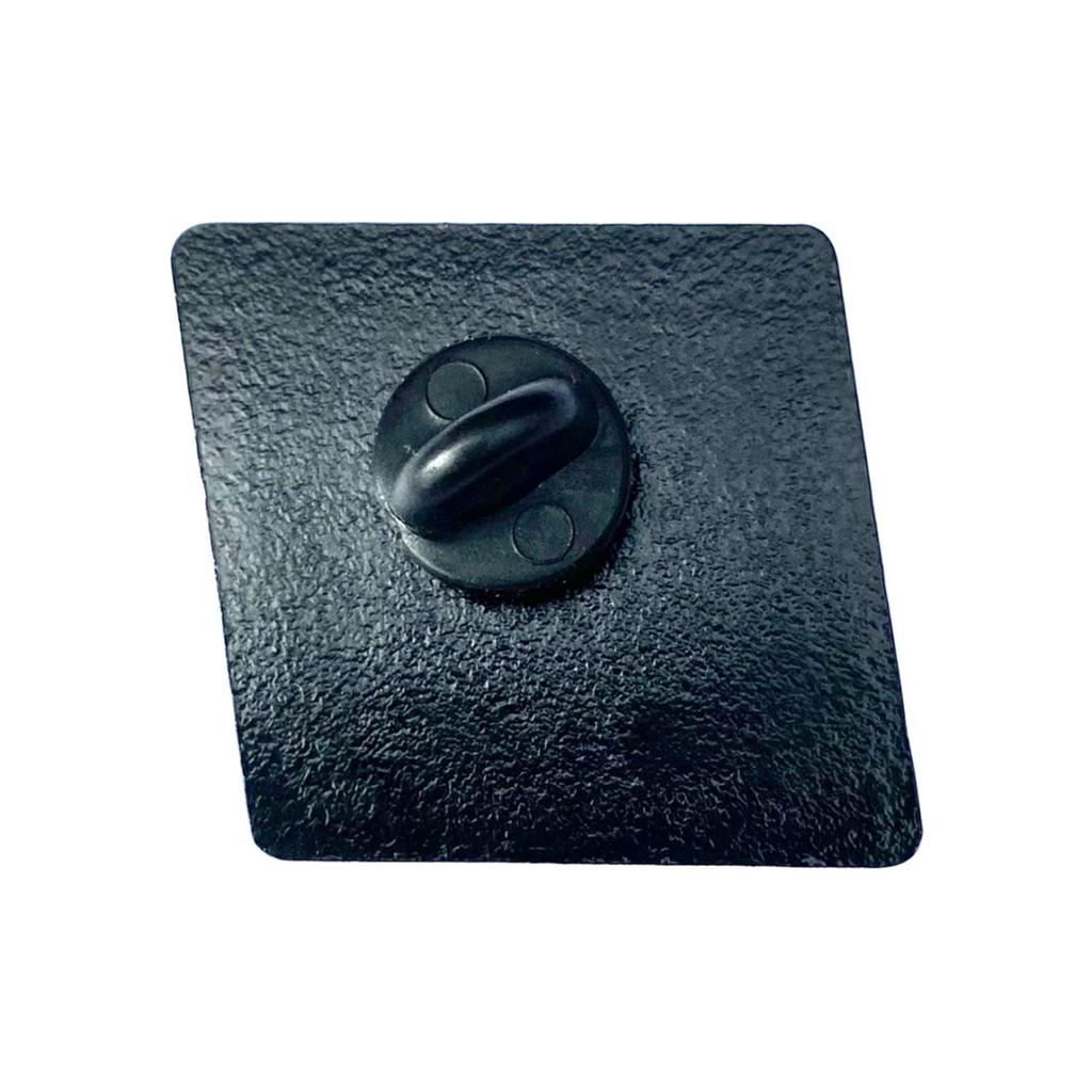 A close-up of the Fit Bike Co Key Enamel Pin in black with a butterfly clutch back, set on a white background—a stylish metal accessory ideal for any Fit Bike Co fan.