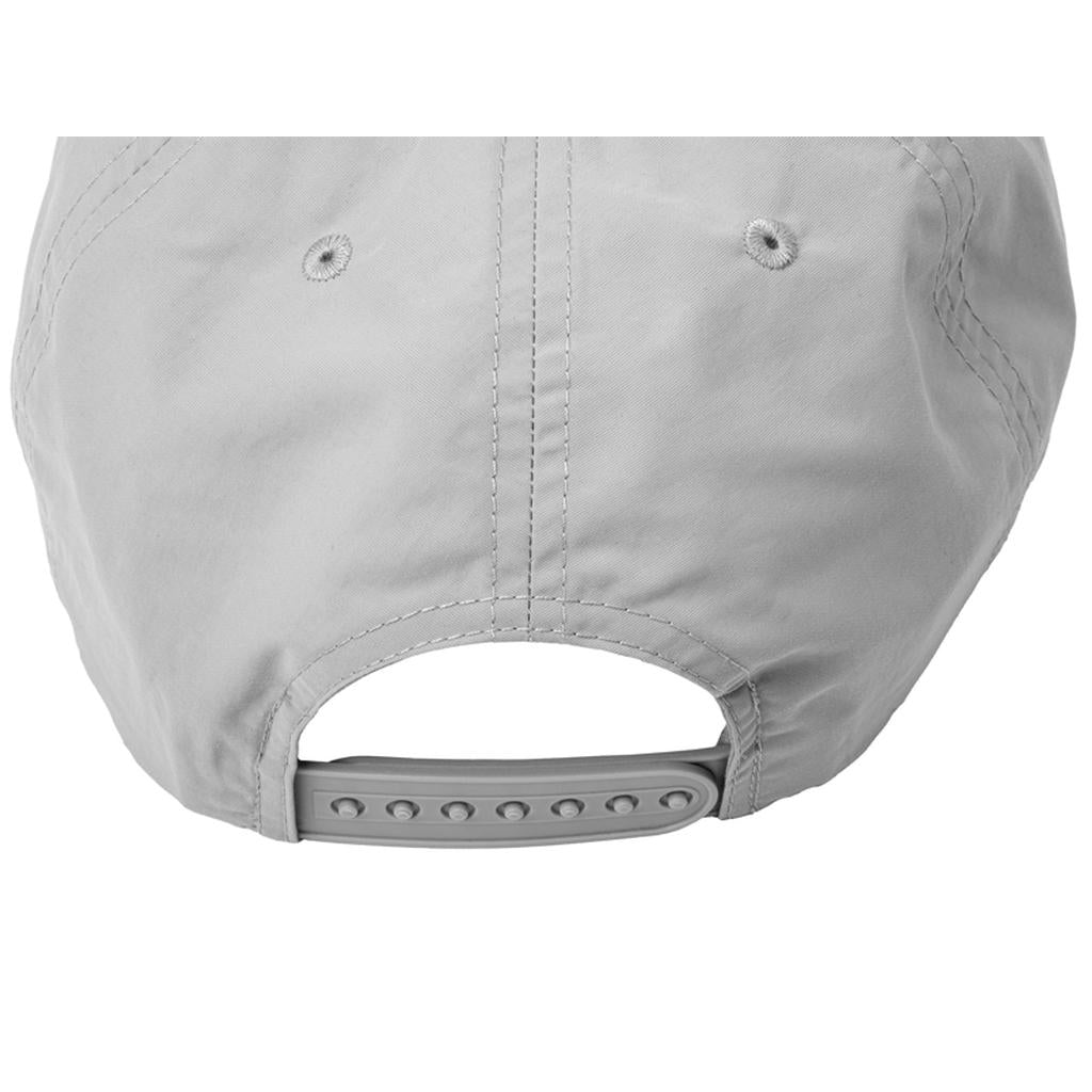 Back view of the Odyssey Bear Central 5 Panel Hat in light gray, featuring a dome-shaped crown, adjustable snap closure, and stitching detail—a fresh drip for your everyday odyssey.