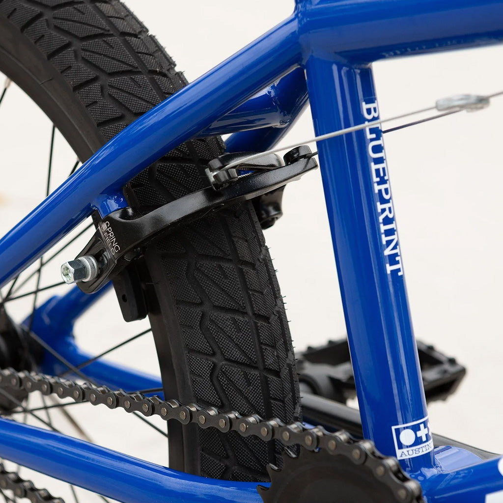 A close up of a Sunday Blueprint 20 inch Bike.