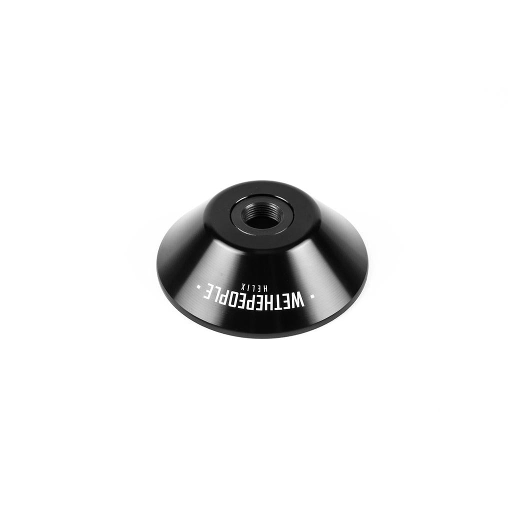 Black conical Wethepeople Helix Alloy Hub Non Driveside Guard Rear with a threaded center hole for BMX grinding.
