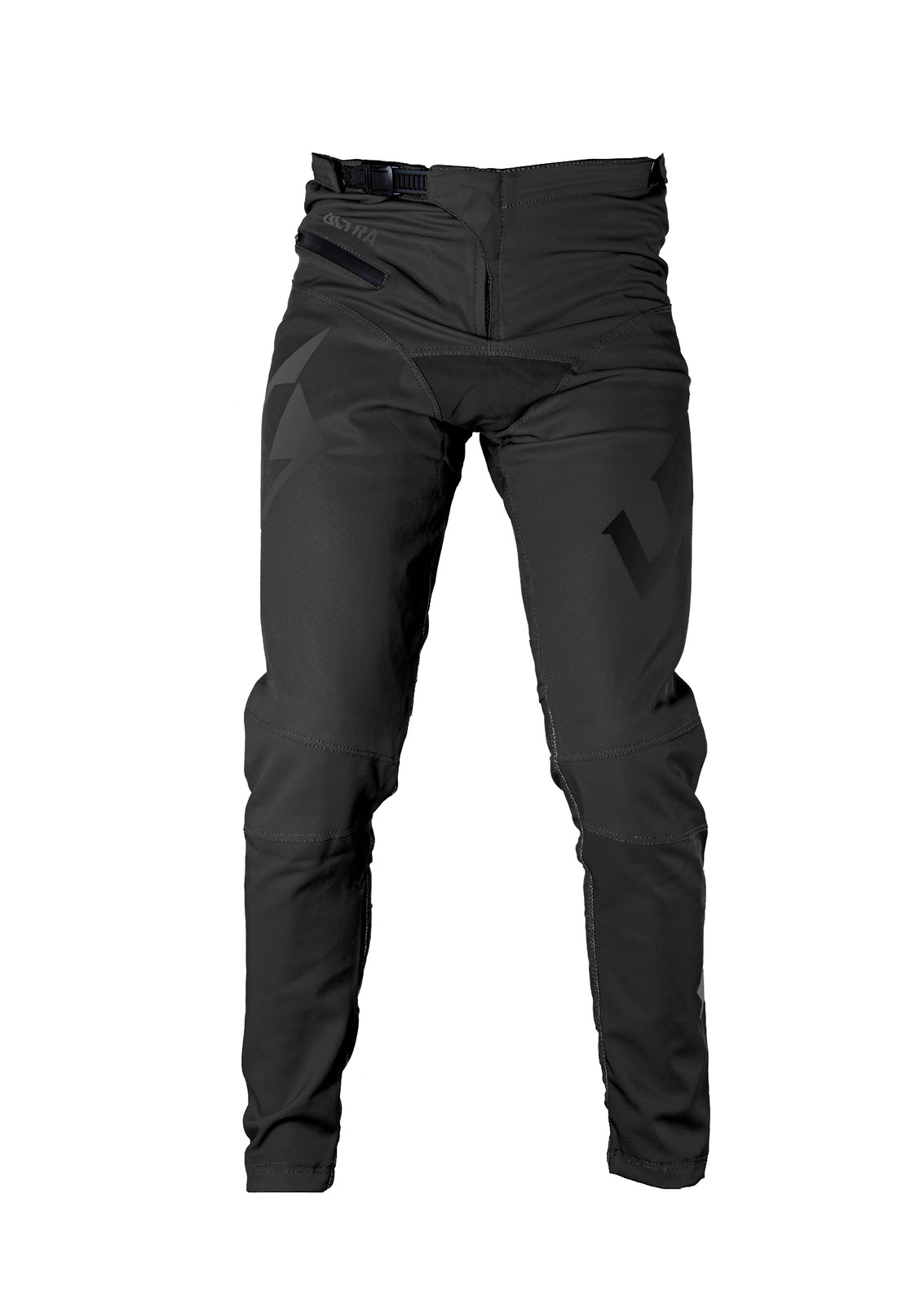 Lead Ultra Youth Pant, a pair of black pants with a zipper on the side designed for reducing drag during races.
