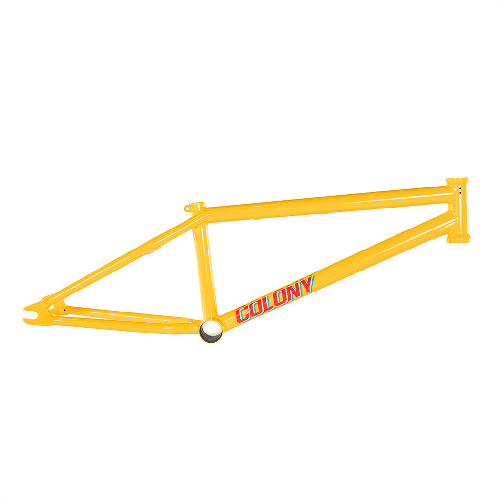Colony Enishi Flatland Frame (Kio Hayakawa Signature), a yellow bicycle frame on a white background.