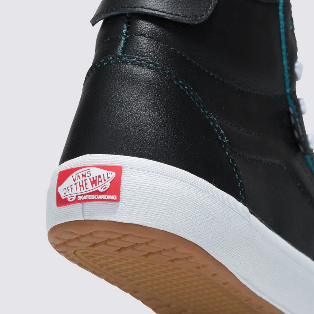 Sustainable Vans The Lizzie Wearaway High Top Shoes - Wearaway Black/Blue for skateboarders.