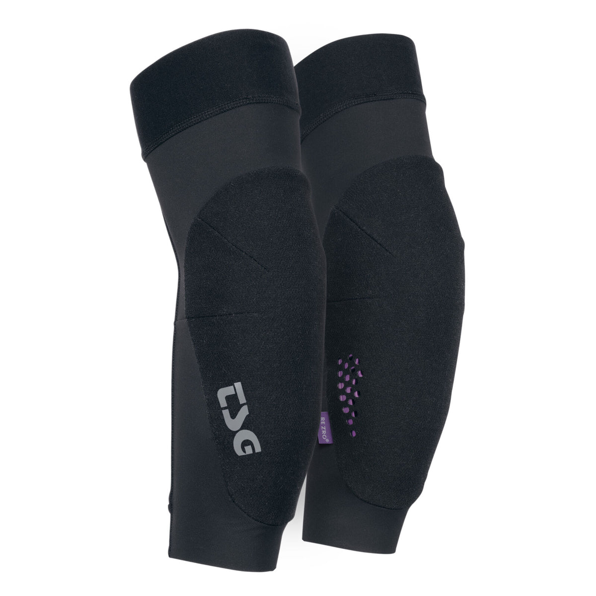 Pair of black TSG Elbow-Sleeve FlyR elbow pads featuring reinforced impact padding and a side logo, designed for protective sports use. Ideal as BMX race pads, they deliver reliable protection where you need it most.