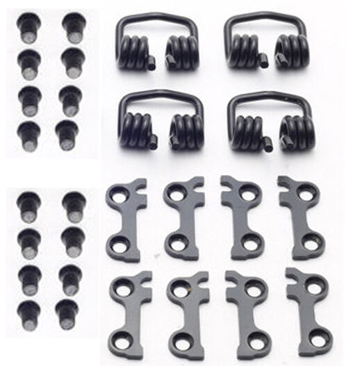 HT Components - SX Pedal Upgrade Kit-T2, X3 includes assorted metal automotive parts such as bolts, torsion springs, and mounting brackets, arranged in rows on a white background.