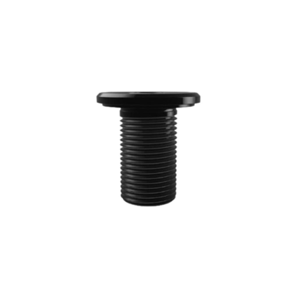 The Arise Terra Fork Preload Bolt (M18) is a black metal bolt with a round, flat head and threaded shaft, shown upright on a white background—perfect as an M18 top cap for the Terra Pro fork or other CNC machined alloy setups.