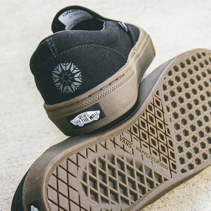 A pair of black Vans BMX Slip On shoes (Dennis Enarson) with a white sole.