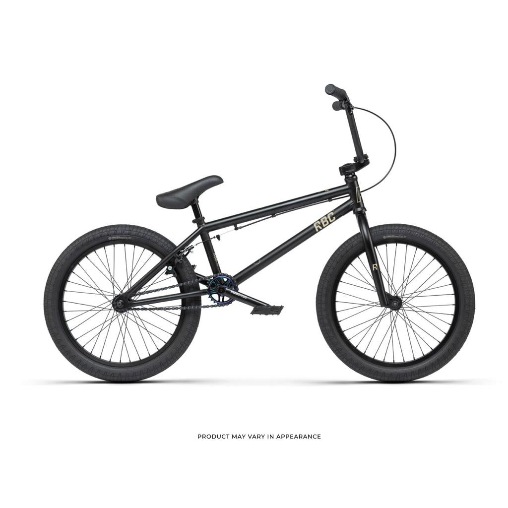 The Radio Evol XL 20 Inch Bike is an entry-level BMX with a crmo toptube, compact frame, thick tires, flat pedals, straight handlebars, and a single gear, displayed against a plain white background.