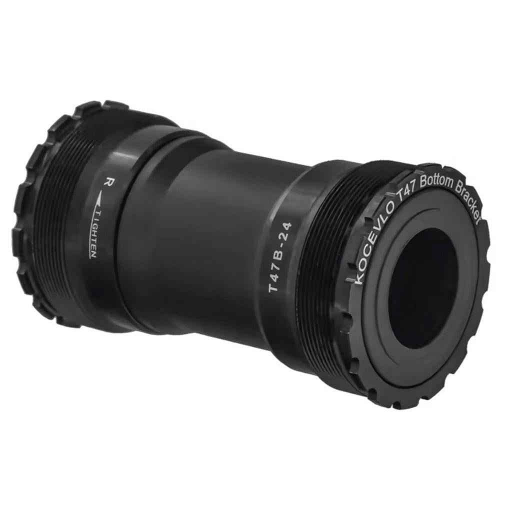 The T47 Internal 24mm 85.5mm Bottom Bracket, designed for bicycles, is shown in black with visible threads and markings against a white background.