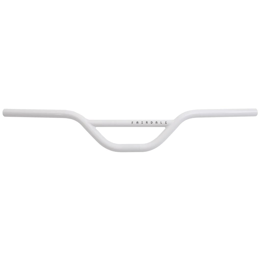 A white Fairdale MX-4 Bars chromoly handlebar with a slight rise and straight crossbar in BMX style, shown against a plain white background.