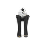 The 6MIL CC-01 Cable Cutter features black handles, an industrial steel cutting blade, and a spring mechanism between the handles, shown on a white background.