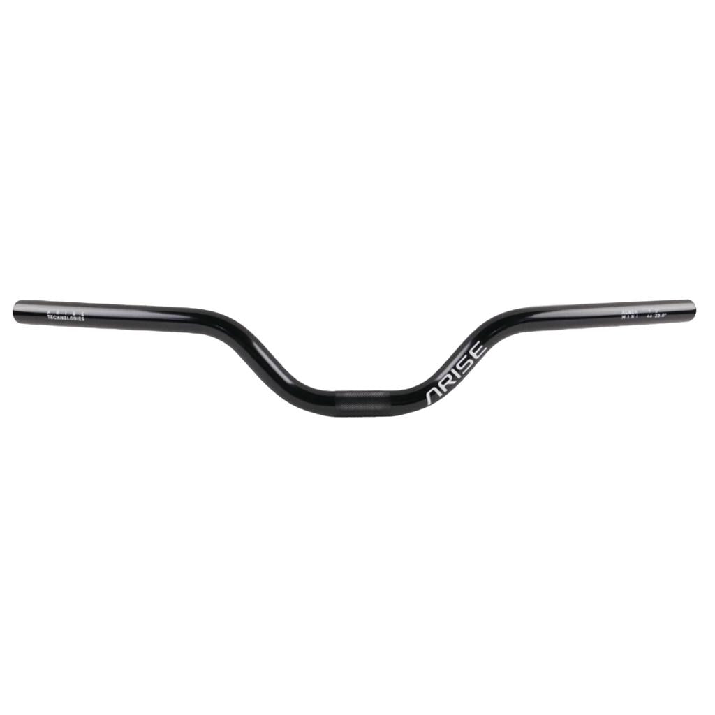 The Arise Xenon Mini Handlebar for kids features a slight upward and backward rise, lightweight 6061-T6 alloy construction, "RISE" and "100mm 31.8" labels on each side, shown against a white background.