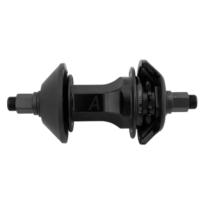 Alienation Planetary Venus Freecoaster hub, black with bolt ends and two large flanges, viewed from the side on a white background—perfect for street and park BMX riding.